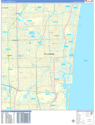 Fort Lauderdale Wall Map Basic Style 2024